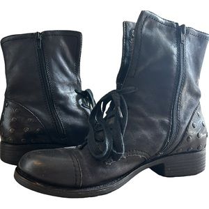 OTBT black Leather Studded Zip Up Combat Boots - Sz 9